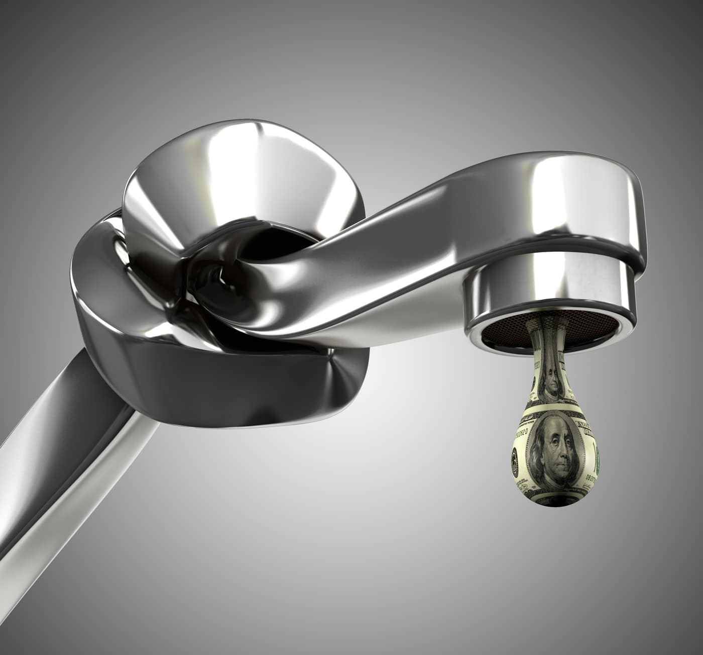 Leaky, worn faucet with water droplet highlighting faucet replacement cost myths and misconceptions.
