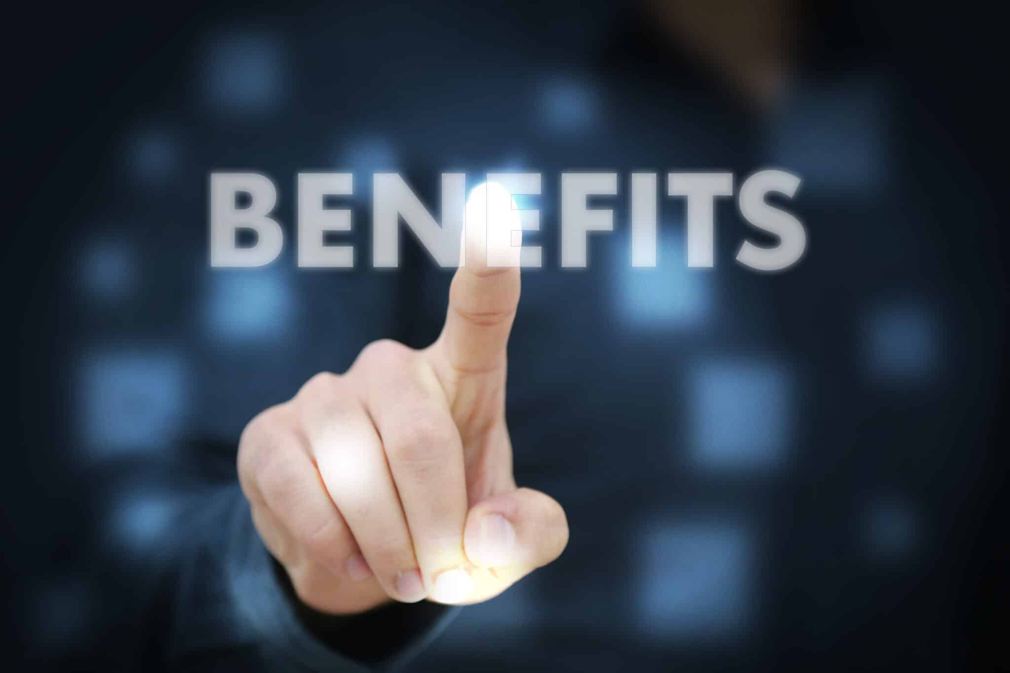 Businessman touching Benefits, Mineral Buildup.