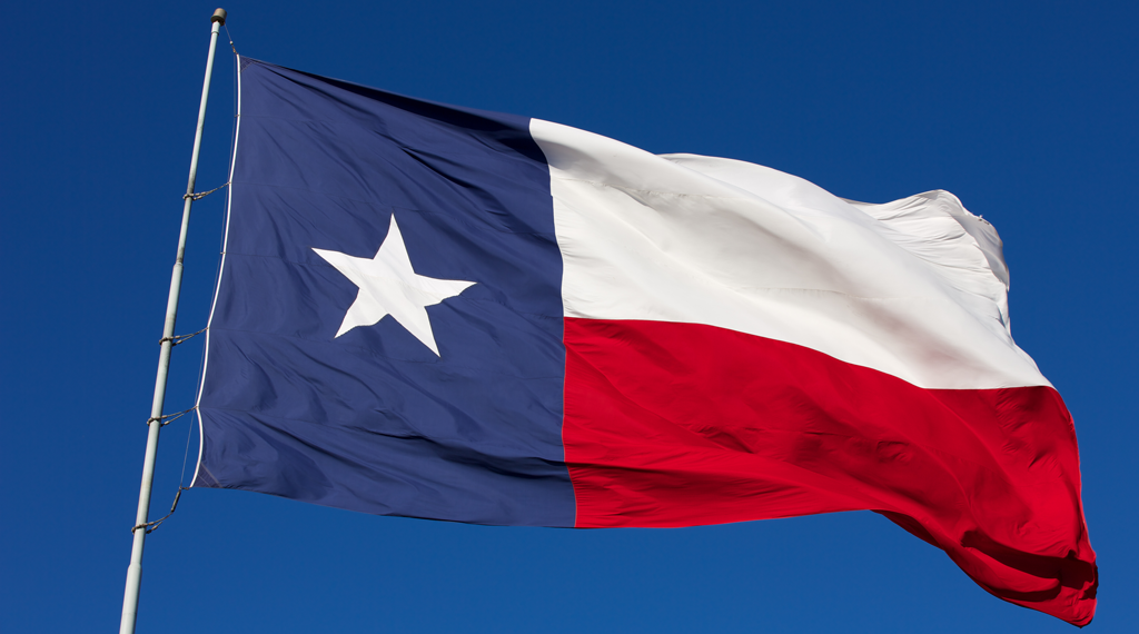 Rippling Texas flag in University Park, TX