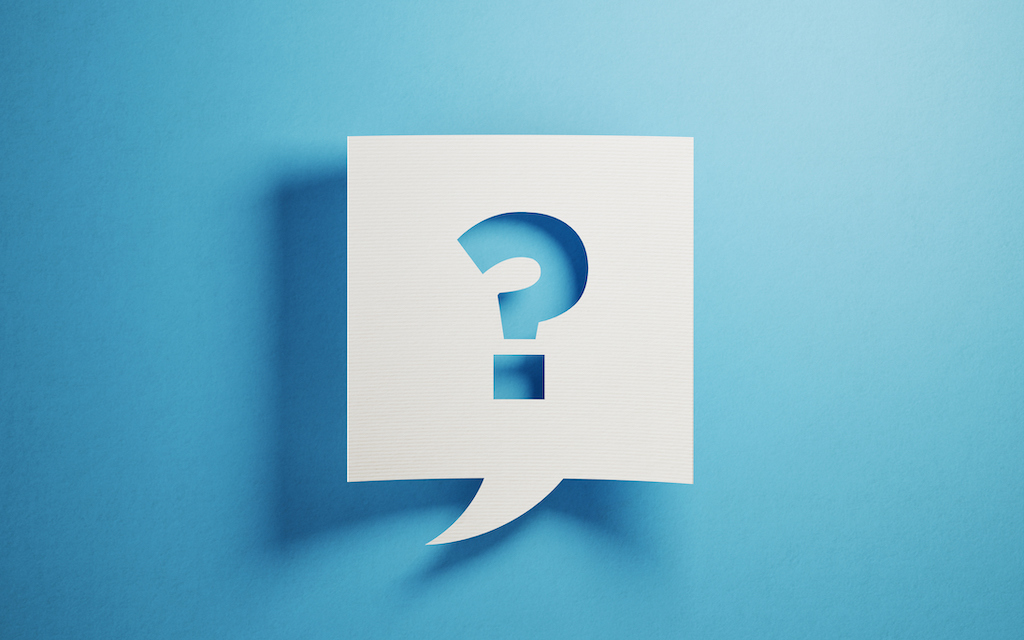 Question mark on white chat bubble and blue background. | Leak Detection and Repair