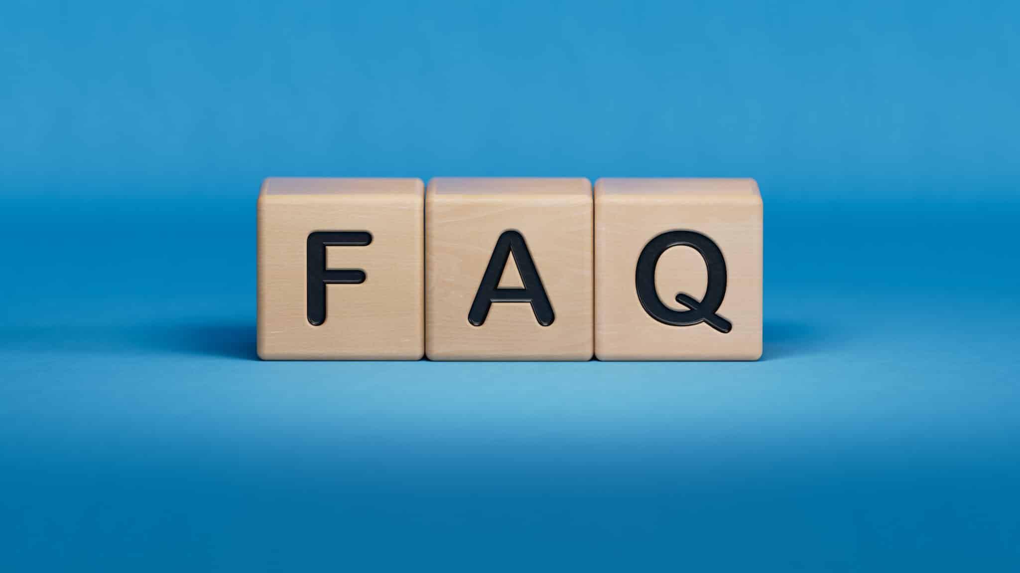 Plumbing Tips FAQ concept on wooden cubes.3D rendering on blue background