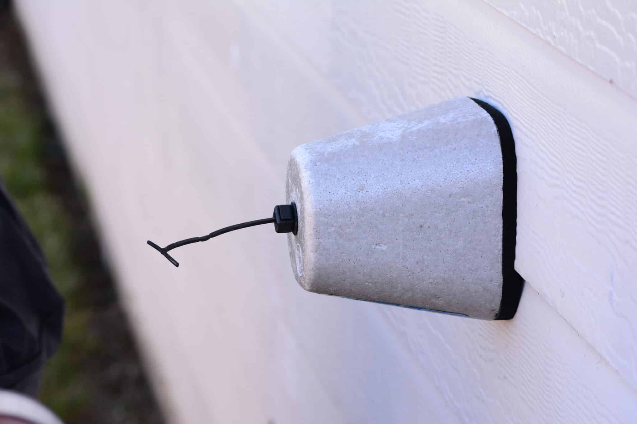 Freeze protection pipe insulation covering faucet, Plumbing Maintenance.
