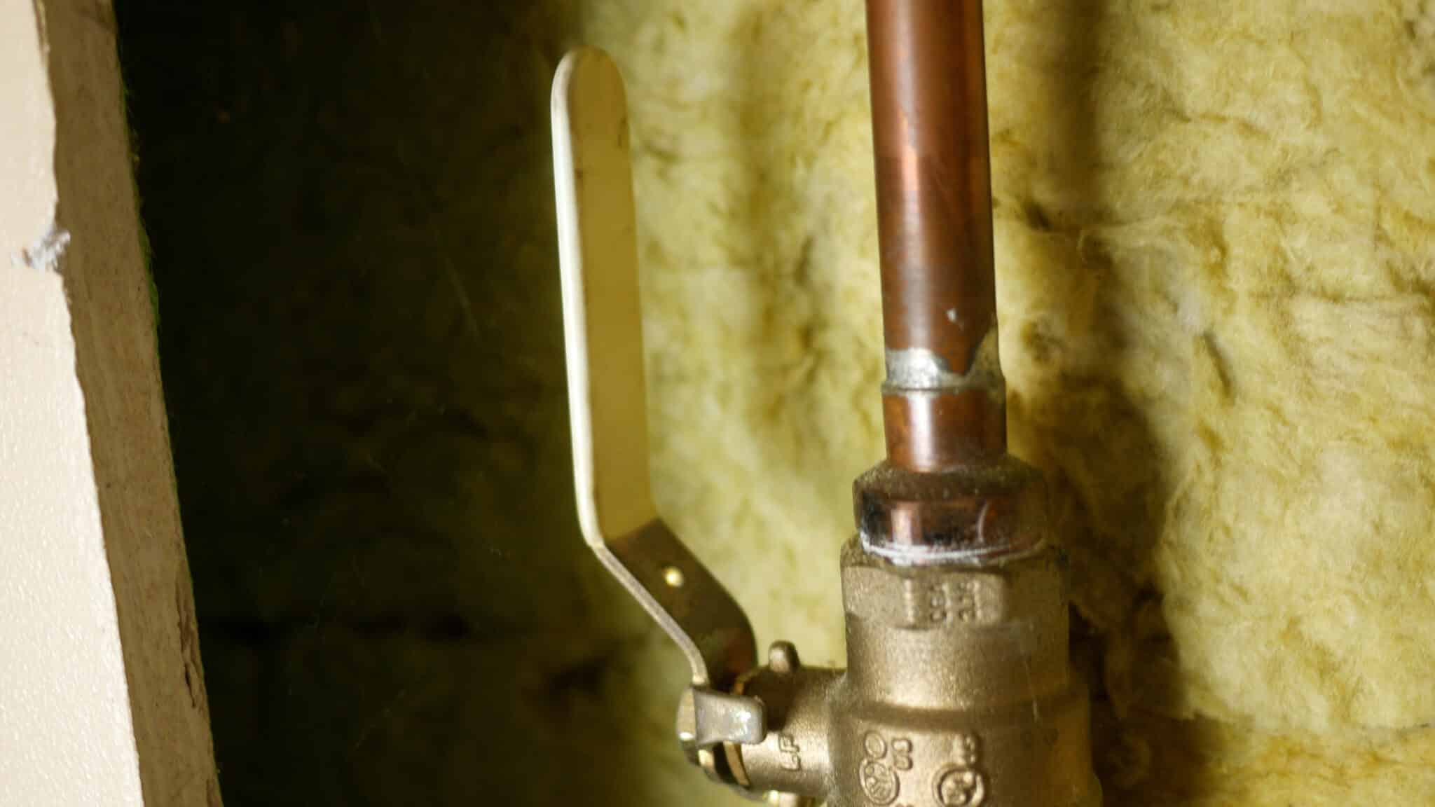 A main water shutoff valve on residential home supply line, Leak Prevention.