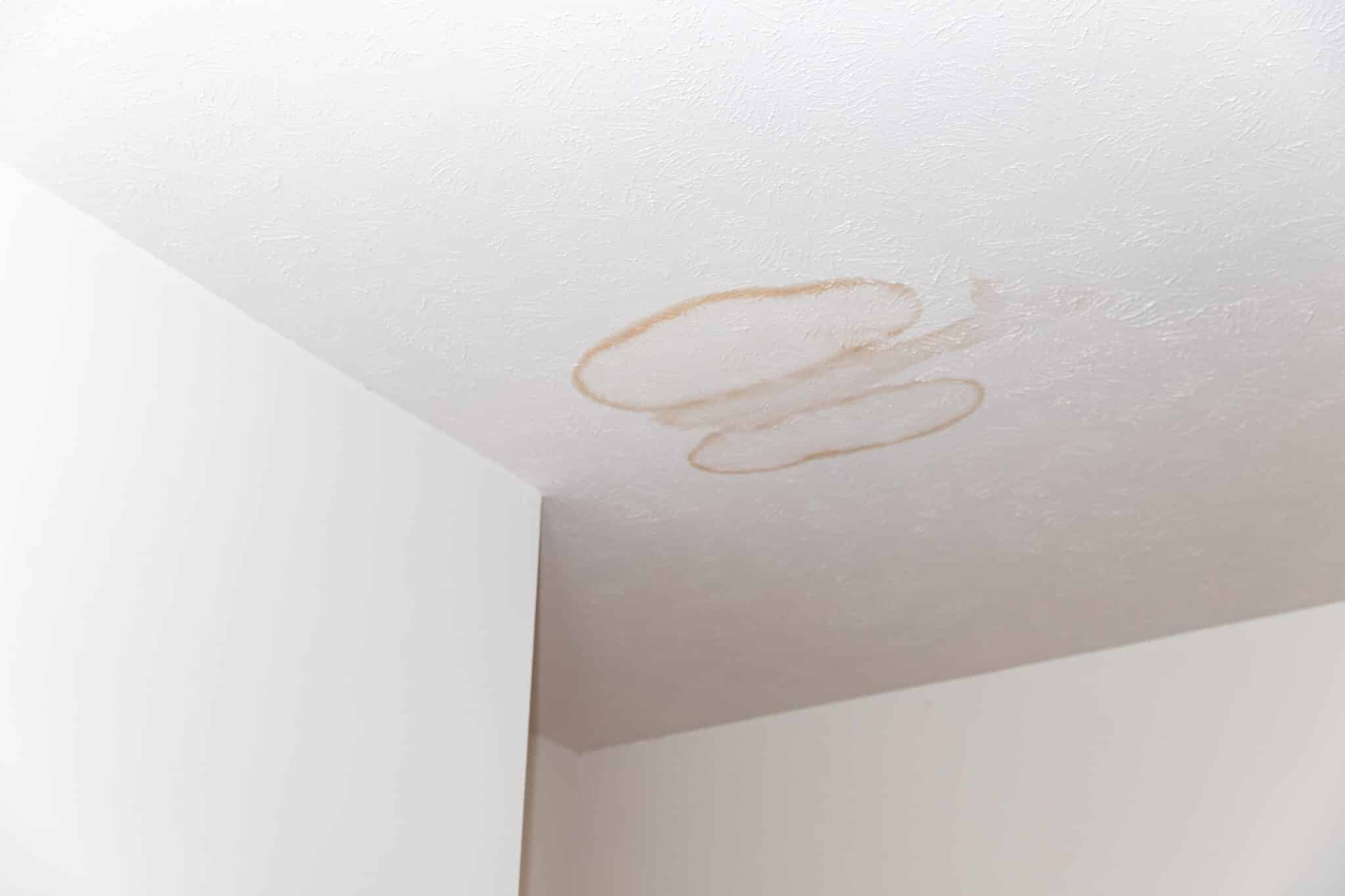 Ceiling stained from water damage, Plumbing Leaks.