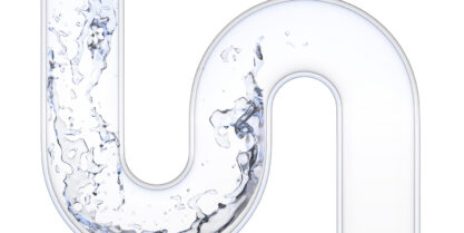 Water flow through pipes on a white background.