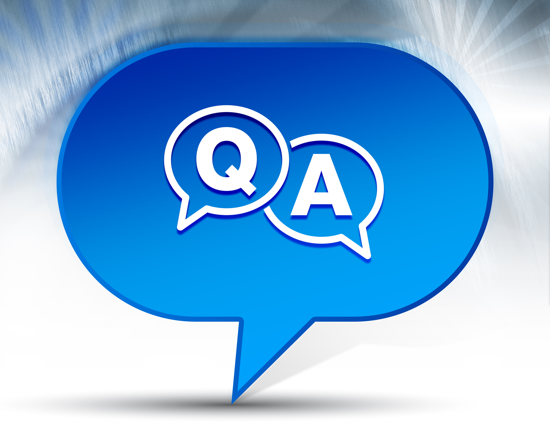 Sewer vent testing frequently asked questions FAQ icon blue bubble background.